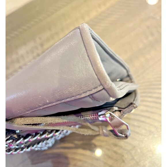 Rebecca Minkoff purse shoulder bag grey Quilted Chain Love zip fall Crossbody - Picture 7 of 8